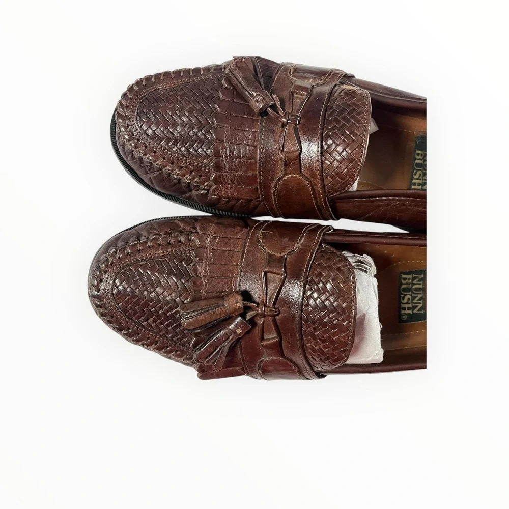 Nunn Bush Men's Brown Leather Tassel Loafer Shoes Size 10